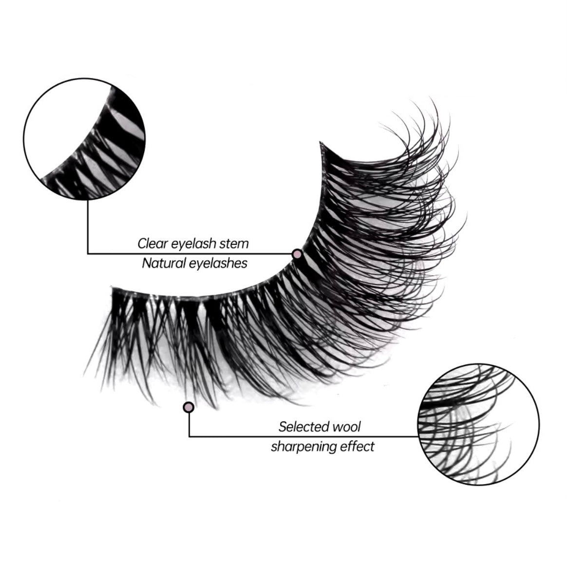 1 Pair Natural Soft False Lashes Cat Eye Look Fluffy Eyelashes