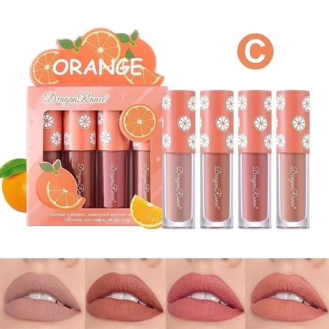 4pcs Dragon Range Velvet Matte Lip Gloss Waterproof & Long-lasting Lip Gloss