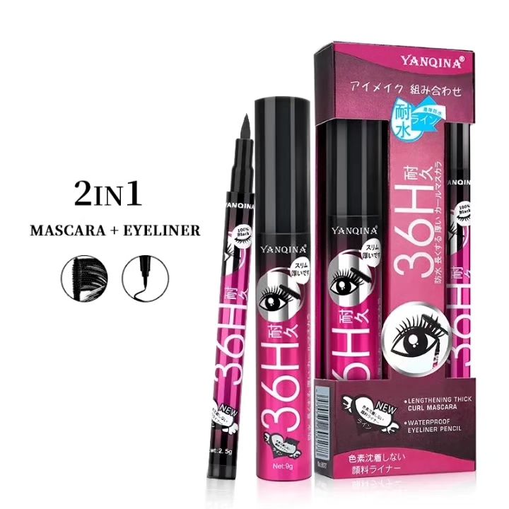 36H Black Mascara and Eyeliner Long-lasting & Waterproof Set