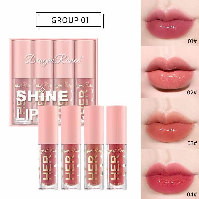 Dragon Ranee - 4pcs Shine Mirror Crystal Jelly Lip Gloss