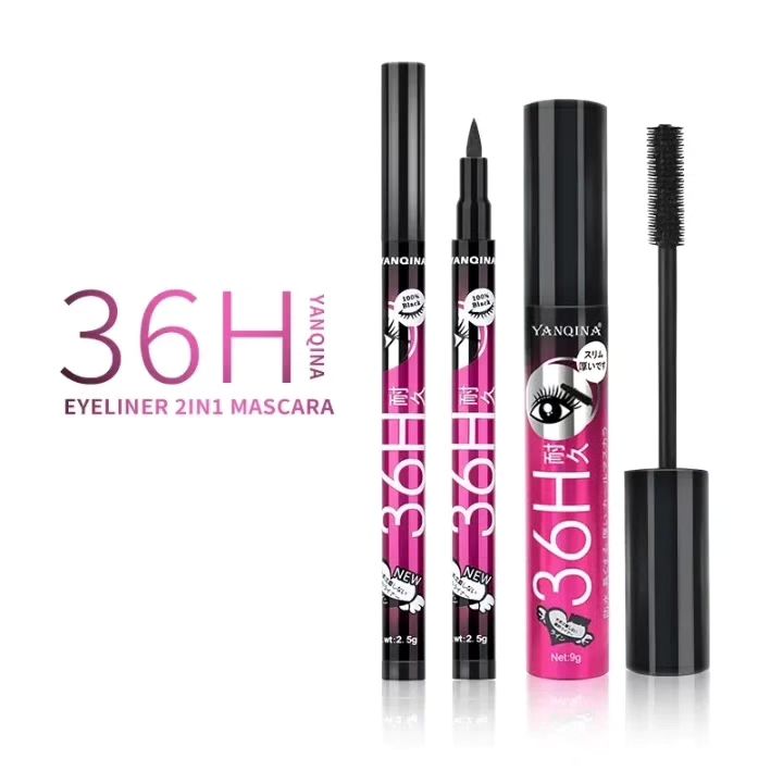 36H Black Mascara and Eyeliner Long-lasting & Waterproof Set