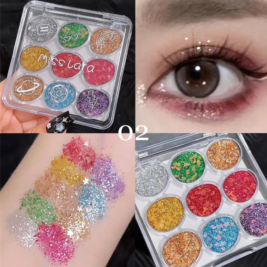 9 Colors Glitter Pearlescent Eyeshadow Long-lasting Diamond Shimmer Palette