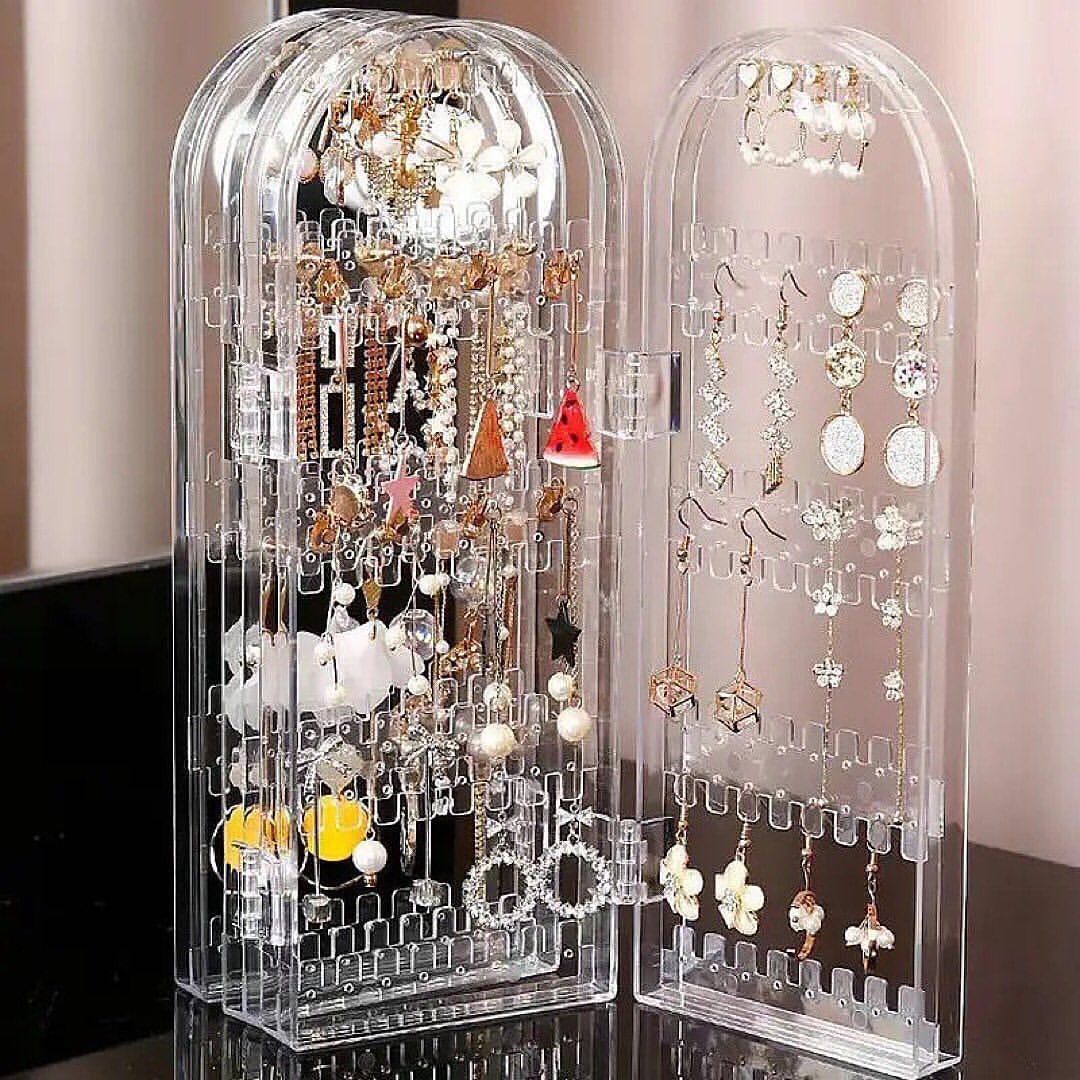 Transparent Foldable Jewelry Storage Organizer Earrings & Necklace Jewelry Display Box