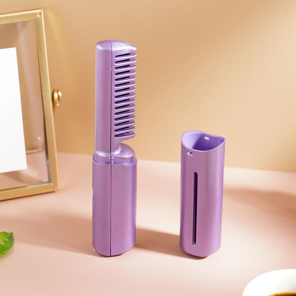 Portable Mini Electric Hair Straightener Comb Charging Temperature Adjustable Comb