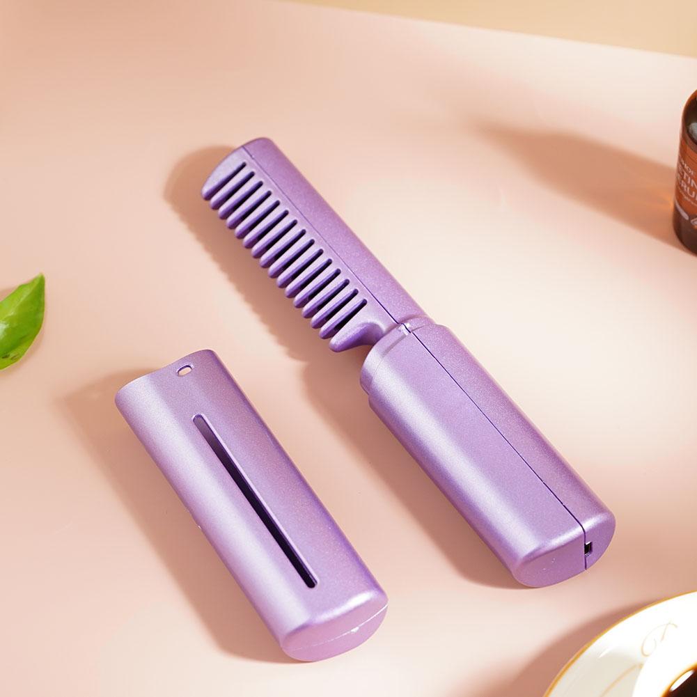 Portable Mini Electric Hair Straightener Comb Charging Temperature Adjustable Comb