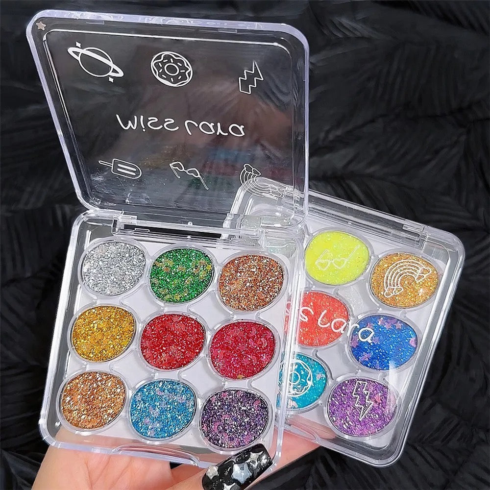 9 Colors Glitter Pearlescent Eyeshadow Long-lasting Diamond Shimmer Palette