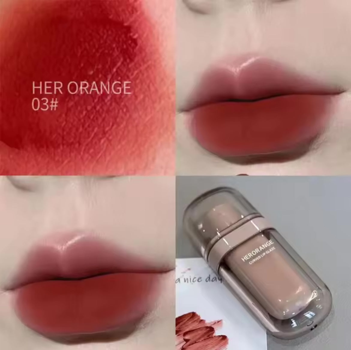 HERORANGE - 4pcs Cold Brown Milk Mud Lip Gloss