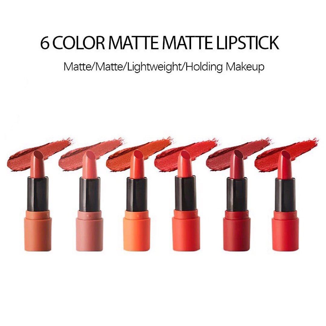 6pcs Shedella Velvet Matte Lipstick Bullet Long-lasting Waterproof Lipstick