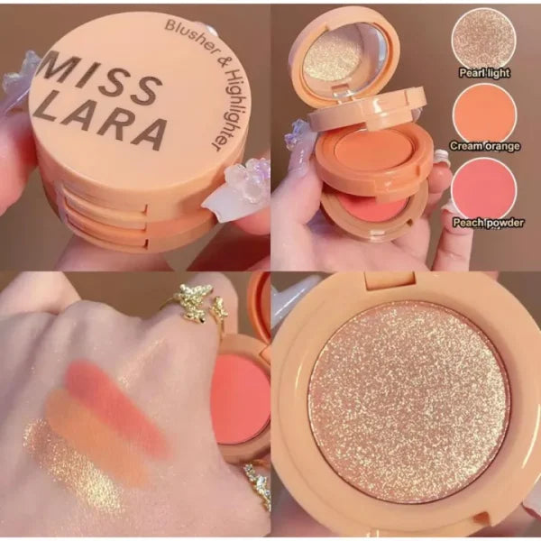 3 in 1 Matte Highlighter Blush & Contour Palette  Pearly Blusher Shimmer Eyeshadow & Face Powder Makeup