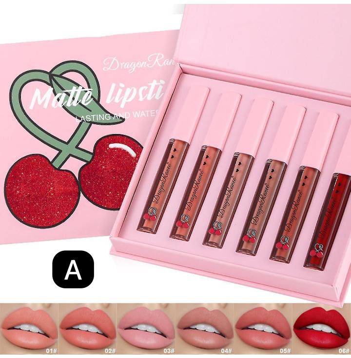 Dragon Ranee - 6 Color Cherry Matte Lip Gloss Set