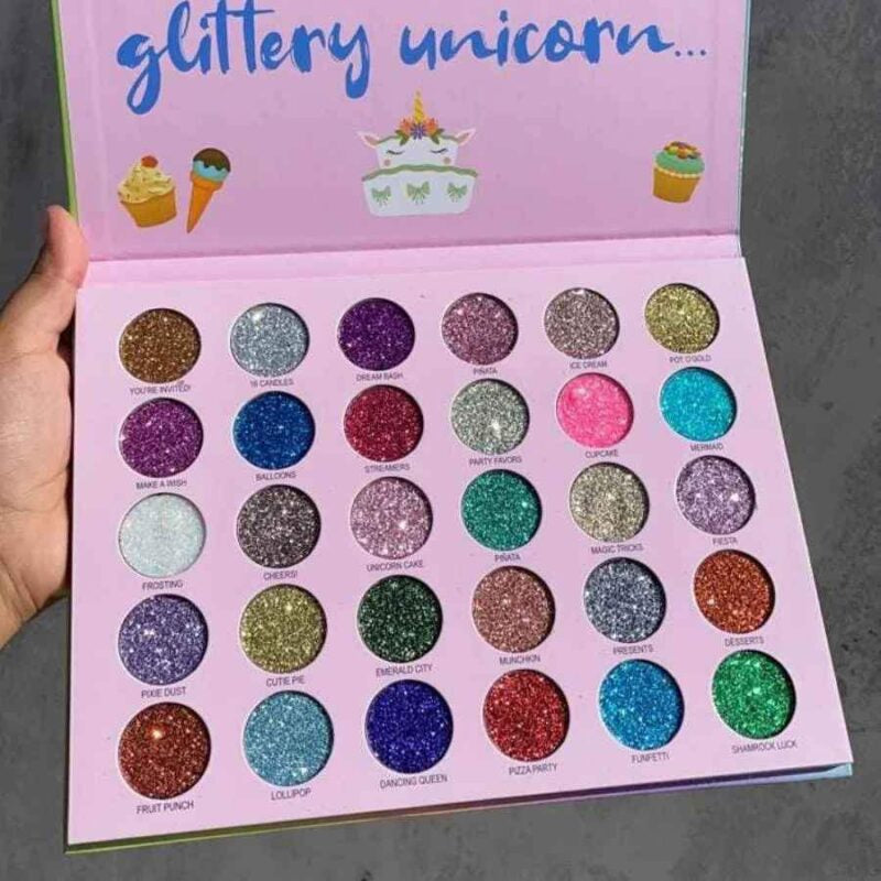 30 Color Unicorn Monochrome Shimmer & Glitter Eyeshadow Palette