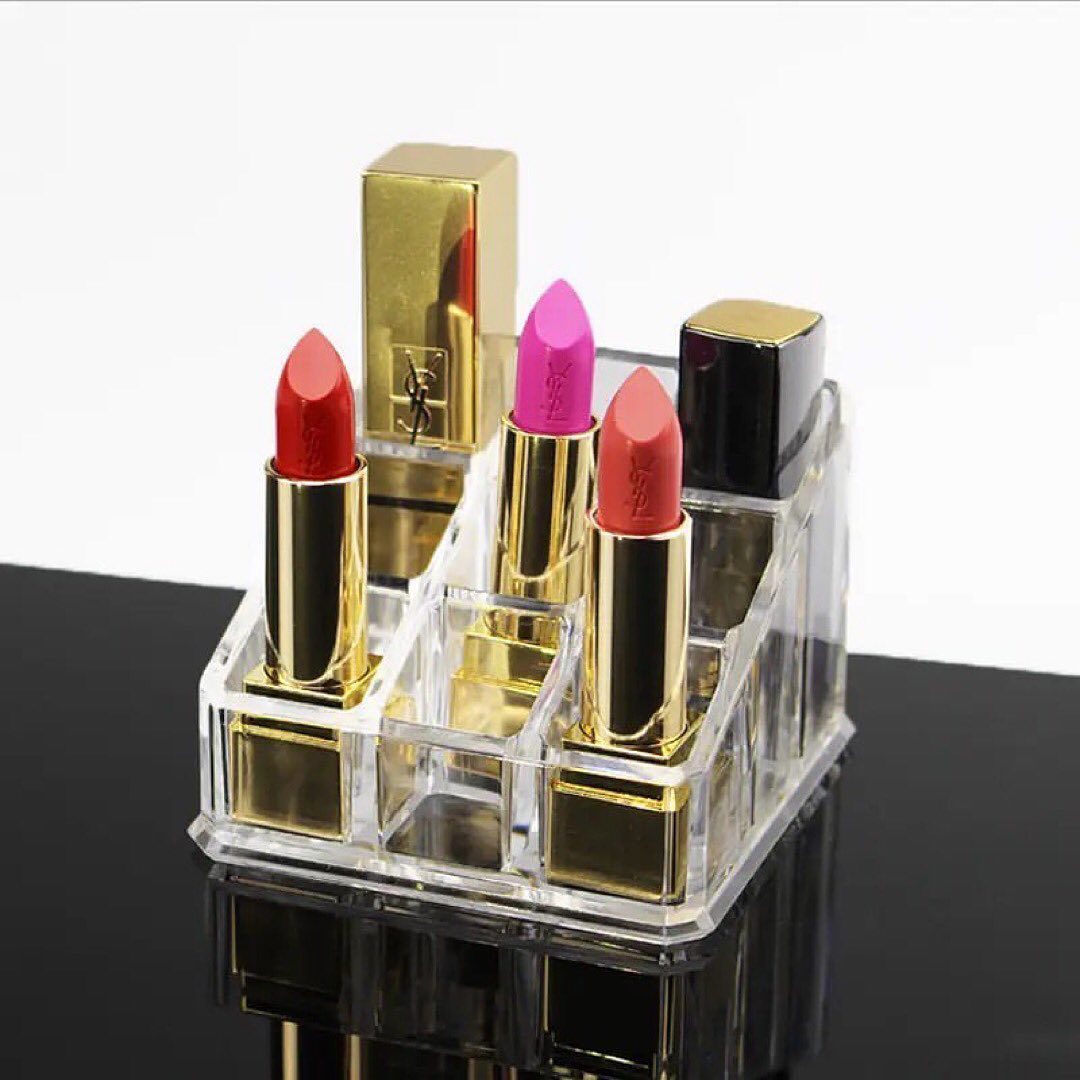 9 Grid Acrylic Lipstick Organizer Case Transparent Lipstick Display Stand Makeup Cosmetic Storage Box