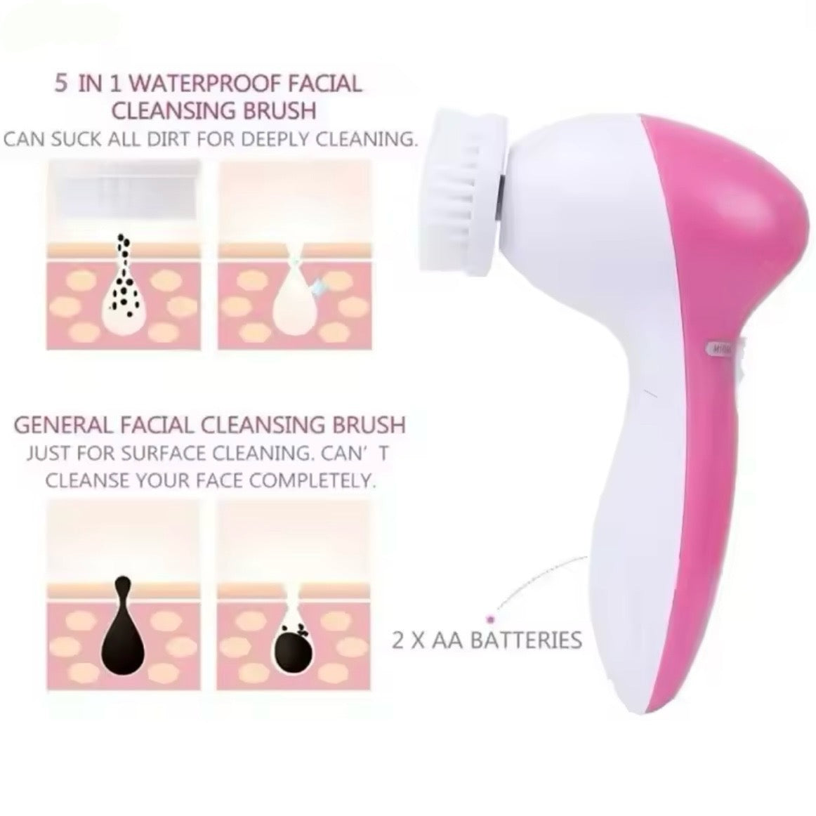 5 in 1 Facial Cleansing Massager Brush Skin Care Spa Massage Tools