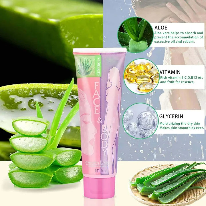 Aloevera Face & Body Brightening & Exfoliating Cleansing Scrub Gel - 100ml