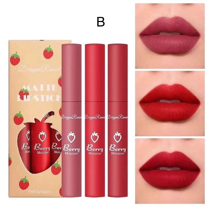 Dragon Ranee - 3pcs Strawberry Sweet Lip Gloss