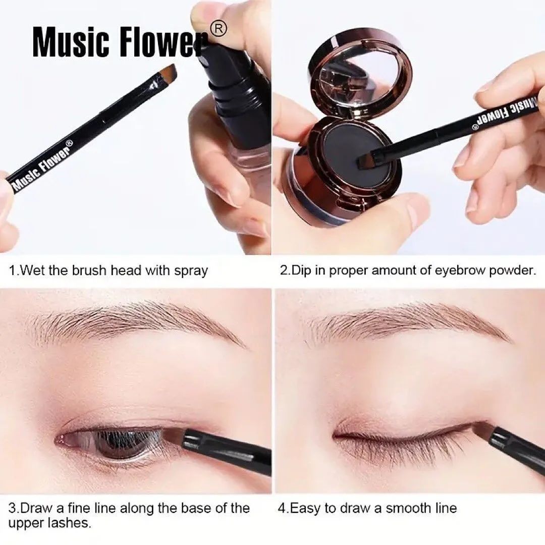 4 in 1 Brown & Black Gel Eyeliner With Brush Makeup Eyebrow Kit Powder Waterproof Kit