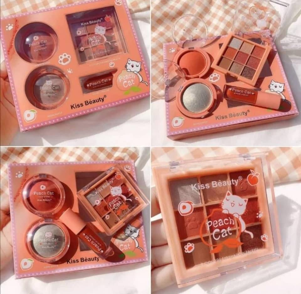 Kiss Beauty - 4 in 1 Peach Cat Makeup Deal Set