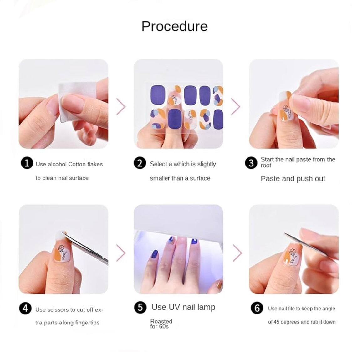 UV Gel Nail Stickers with UV Light Long-lasting Nails - 16 Gel Nails