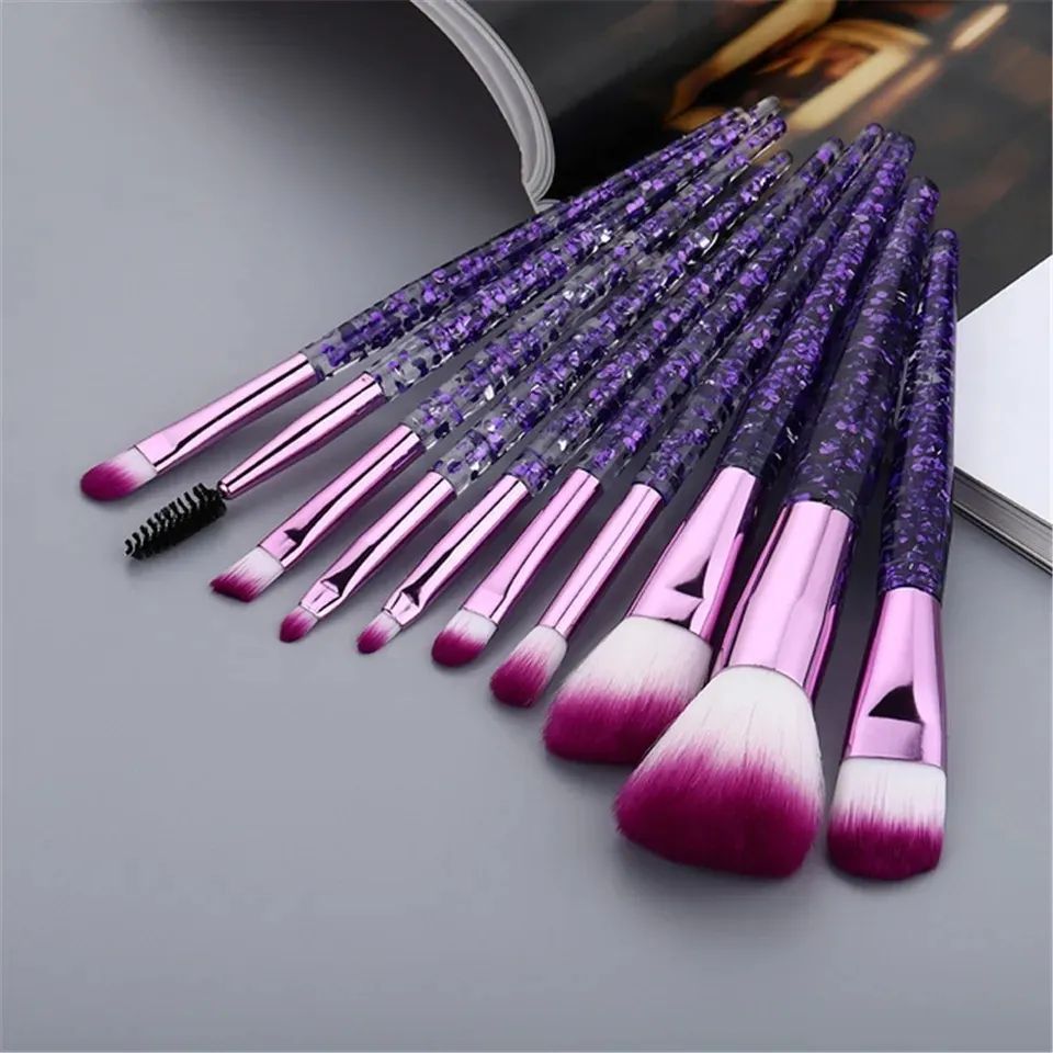 10pcs Crystal Makeup Brush Set