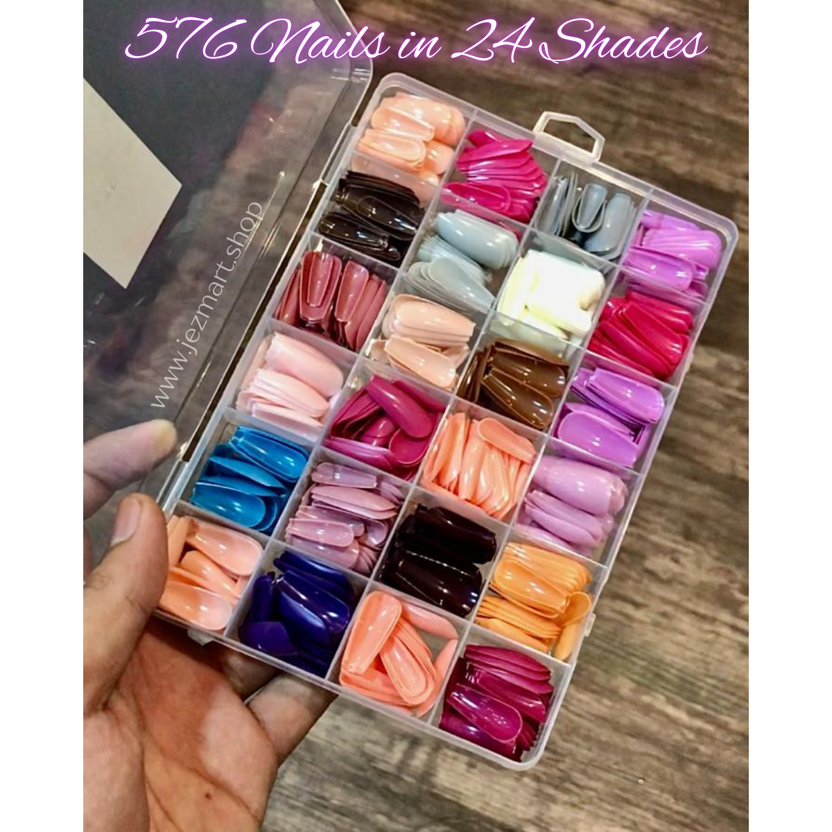 Artificial Nails Pack Of 576 Nails in 24 Shades With Glue