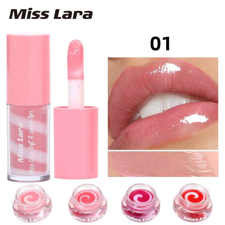 2 in 1 Moisturizing Lip Gloss & Scrub Set Lip Care Fade Fine Lines Gentle Lip Care Set