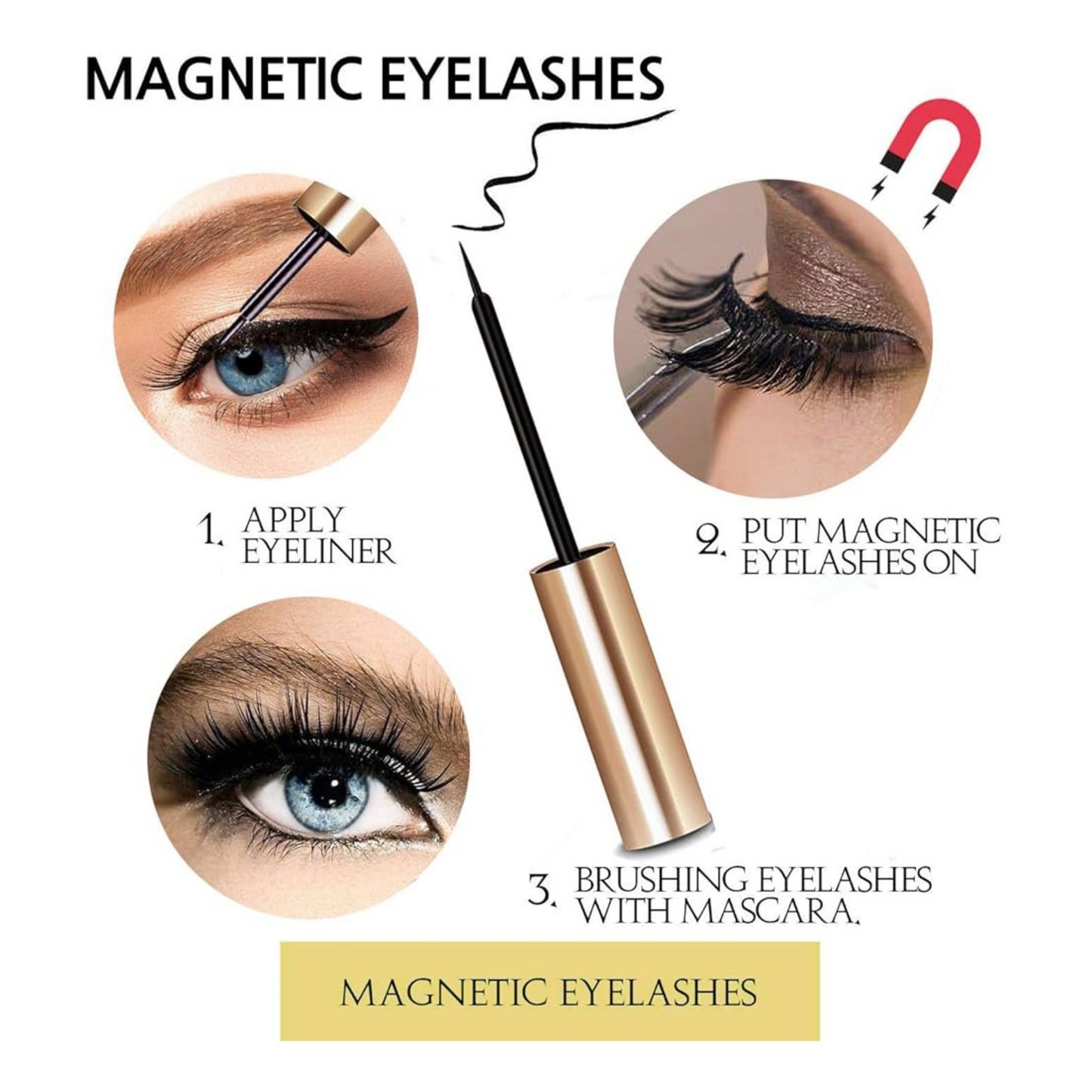 3 Pair Magnetic False Eyelashes Set