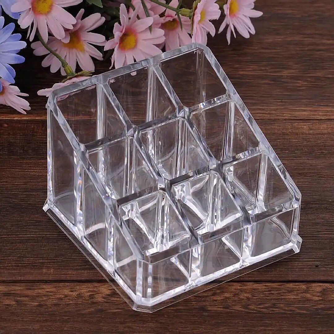 9 Grid Acrylic Lipstick Organizer Case Transparent Lipstick Display Stand Makeup Cosmetic Storage Box