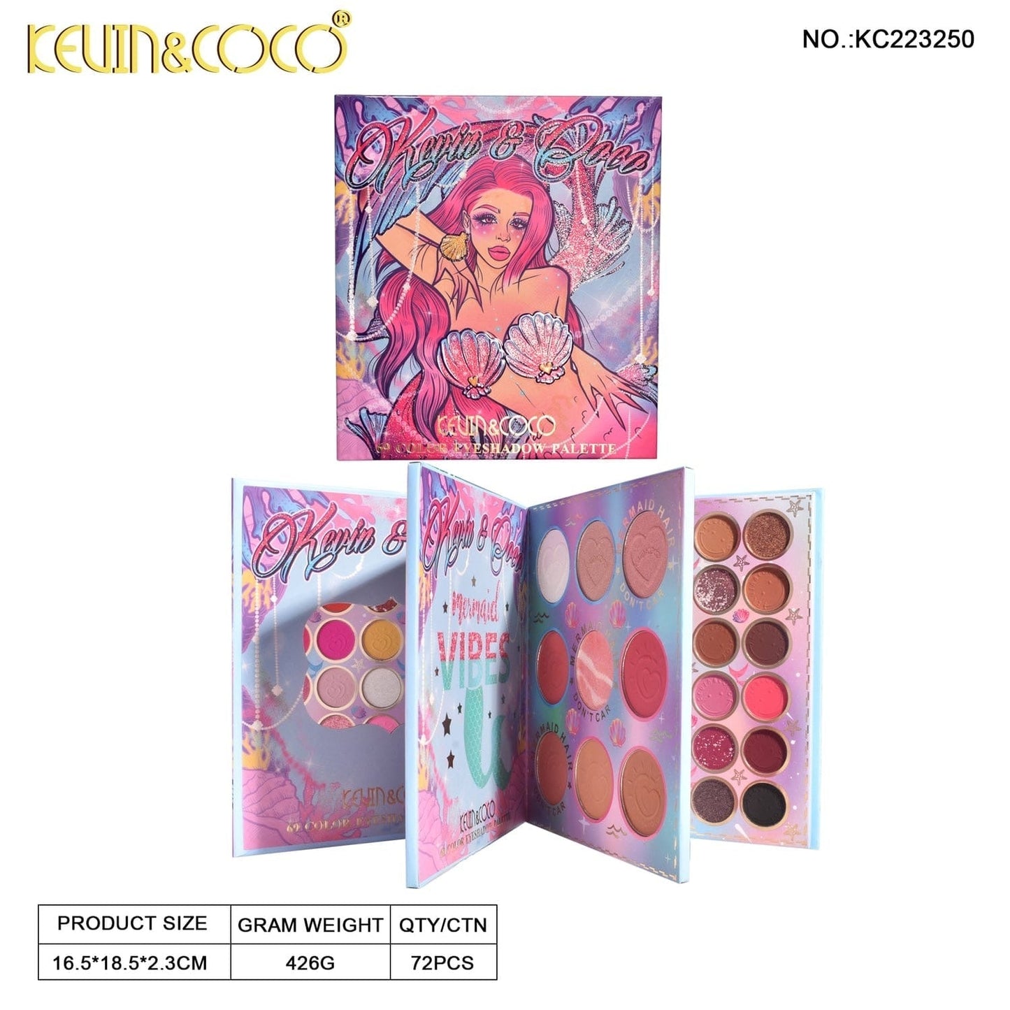 Kevin & Coco - 69 Color Mermaid Matte & Shimmer Eyeshadow Palette