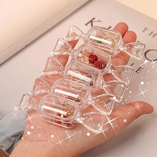 10pcs Creative Transparent Candy Shape Mini Jewelry Box