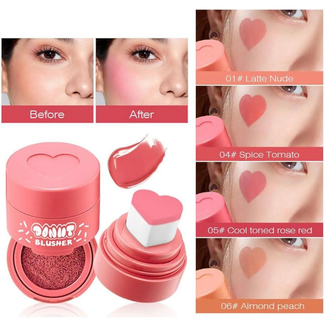 Heart Stamp Liquid Blush Long-lasting Matte Velvet Rouge Creamy Cheek Blush