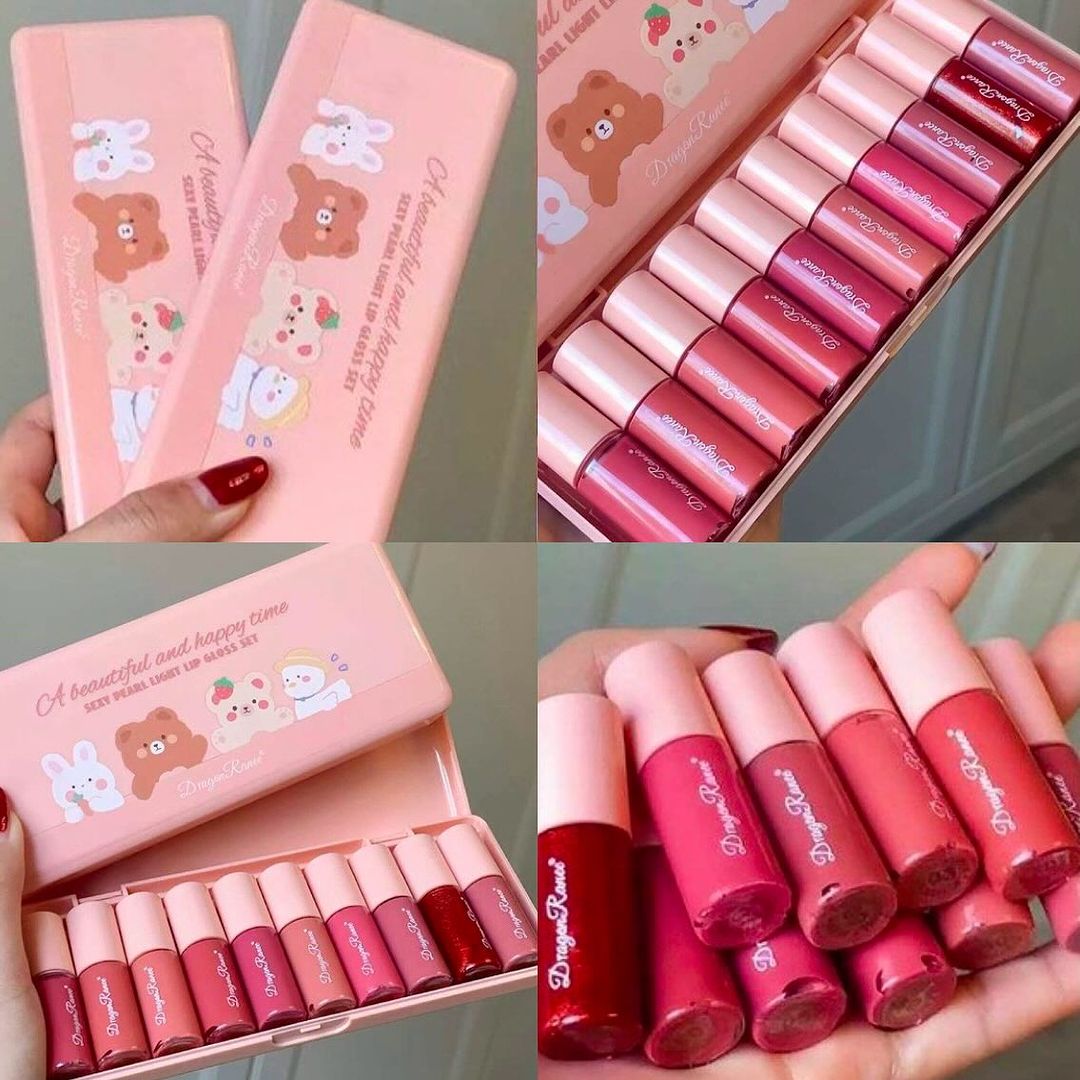 Dragon Ranee - 10 Mini Cartoon Mirror Lip Gloss Set