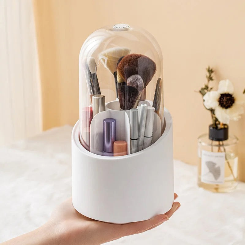 360 Rotating Makeup Brush Storage Box Desktop Cosmetic Organizer