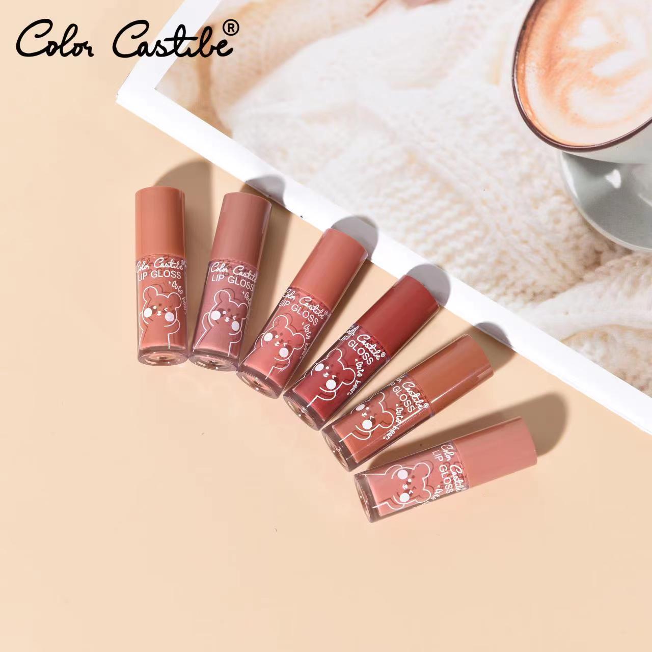 Color Castle - 6pcs Mini Bear Lip Gloss Waterproof & Long-Lasting