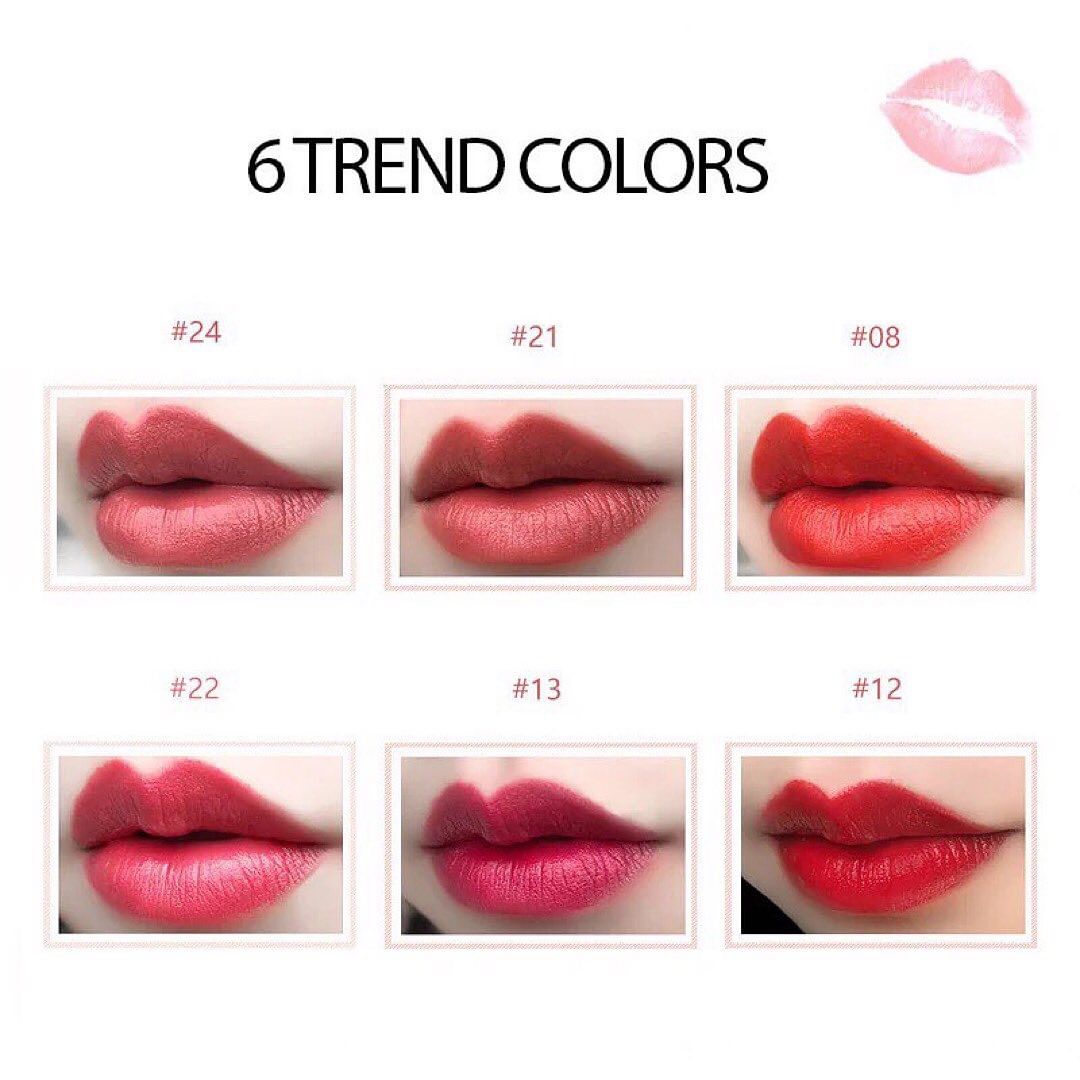 6pcs Shedella Velvet Matte Lipstick Bullet Long-lasting Waterproof Lipstick