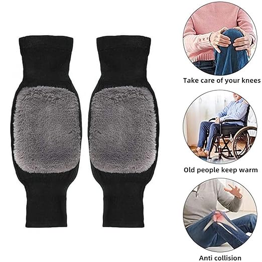 1 Pair Winter Warm Furr Knee Pads Cold Leg Knee Support Protector