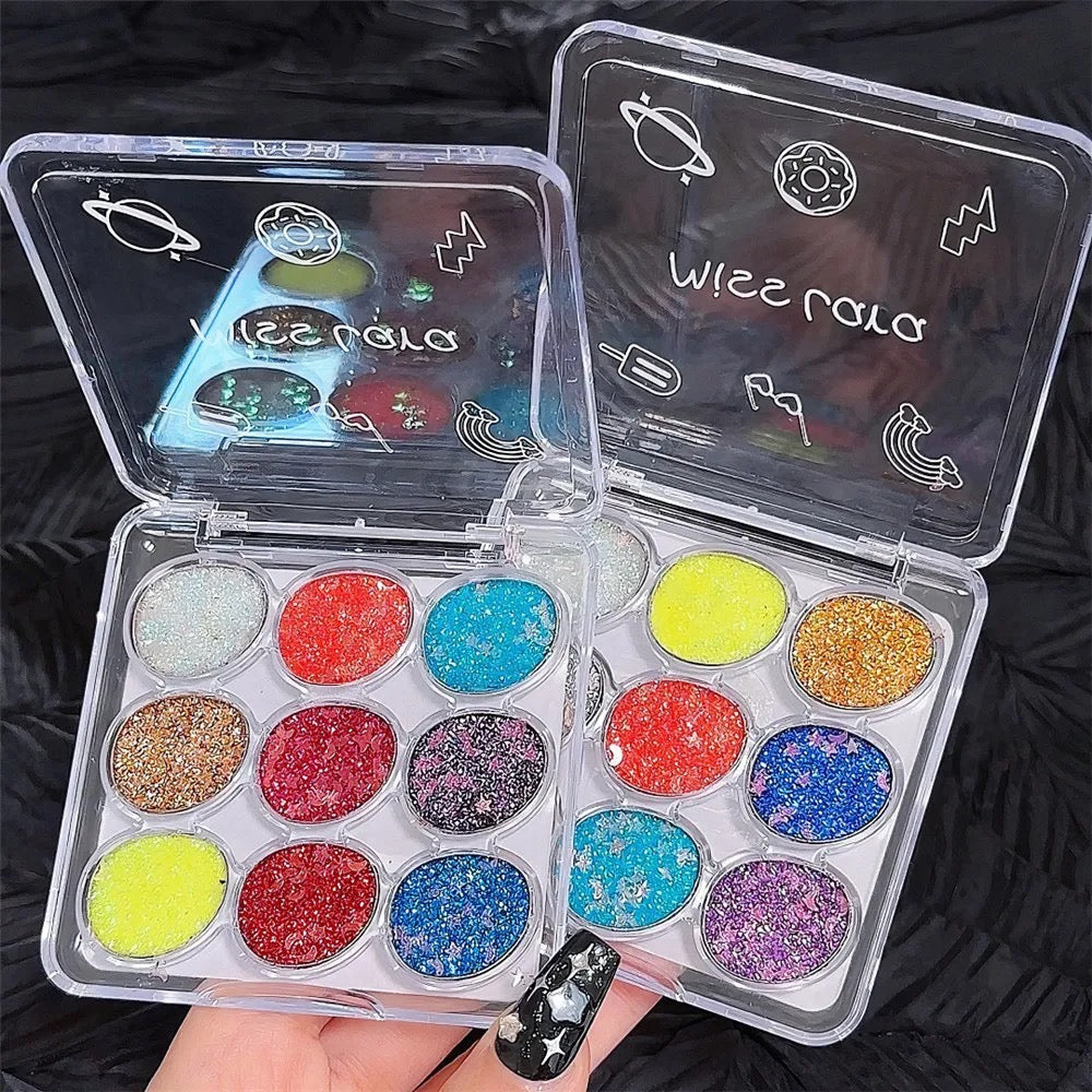 9 Colors Glitter Pearlescent Eyeshadow Long-lasting Diamond Shimmer Palette