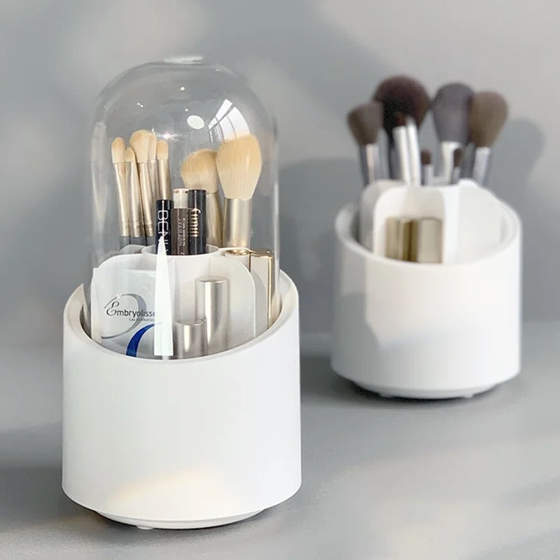 360 Rotating Makeup Brush Storage Box Desktop Cosmetic Organizer