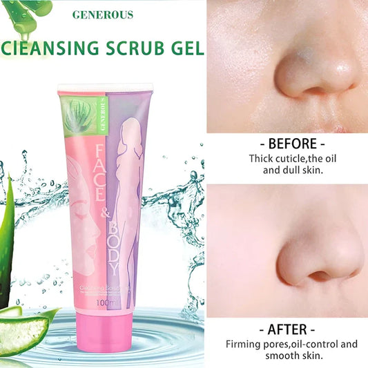 Aloevera Face & Body Brightening & Exfoliating Cleansing Scrub Gel - 100ml