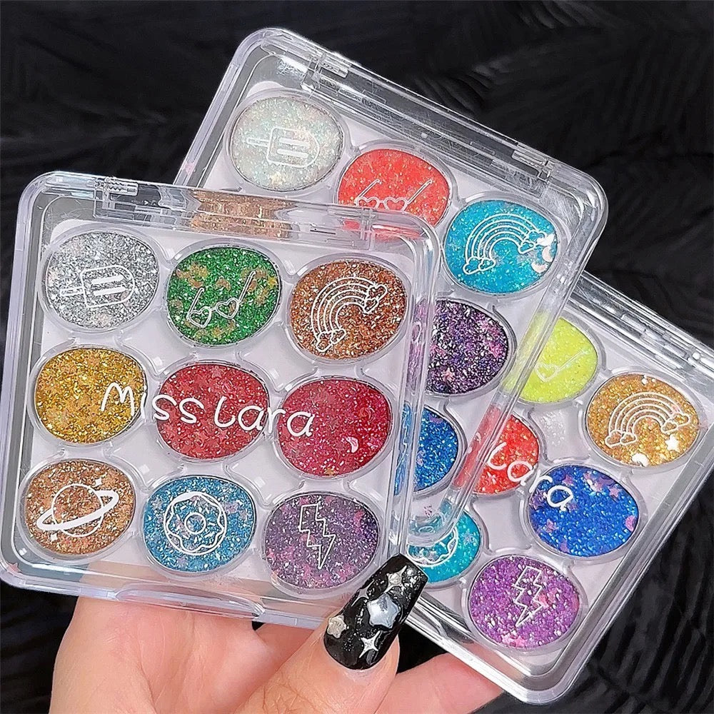 9 Colors Glitter Pearlescent Eyeshadow Long-lasting Diamond Shimmer Palette