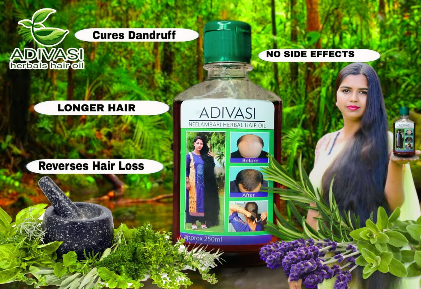 Adivasi Pure Hair Growth Oil - Hair Fall Control for Men and Women