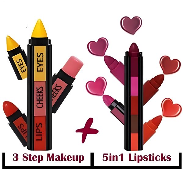 "8-in-1 Makeup Deal – 5-in-1 Lipstick & 3-in-1 Lip Pen Set"