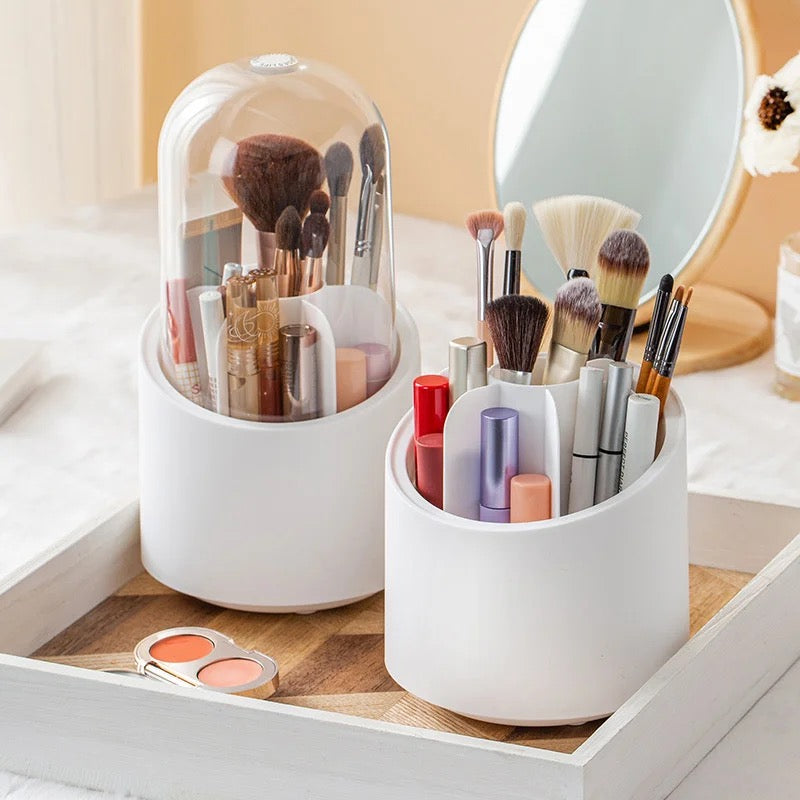 360 Rotating Makeup Brush Storage Box Desktop Cosmetic Organizer