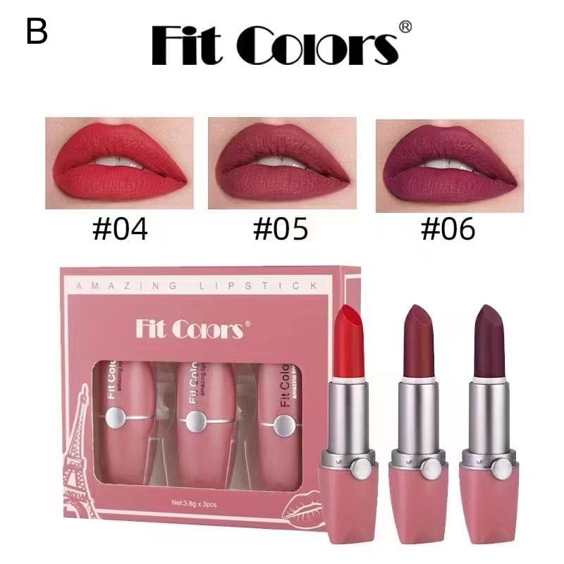 Fit Colors - 3pcs Velvet Matte Lipsticks Set