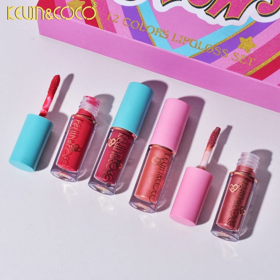 Kevin & Coco - 12 Color Start Now Highly Pigmented Lip Gloss Set Waterproof & Long-lasting