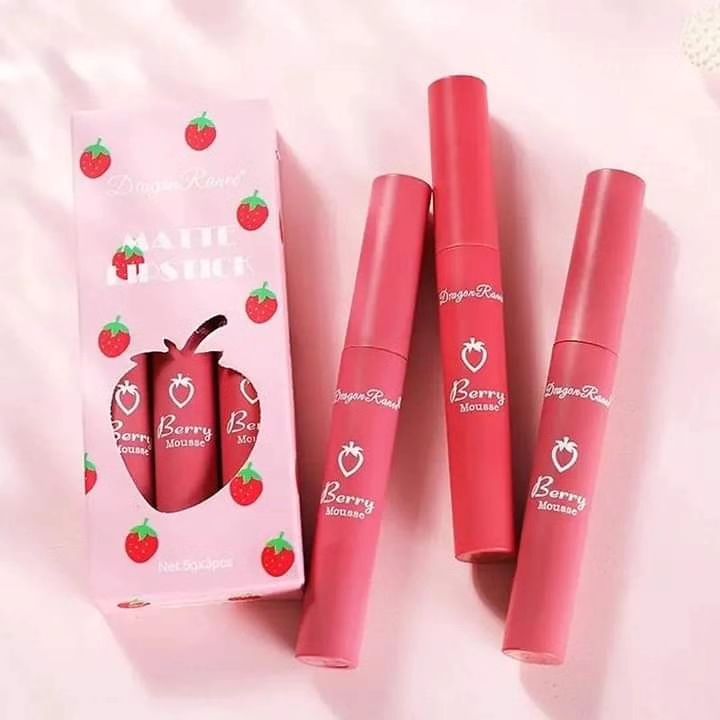 Dragon Ranee - 3pcs Strawberry Sweet Lip Gloss