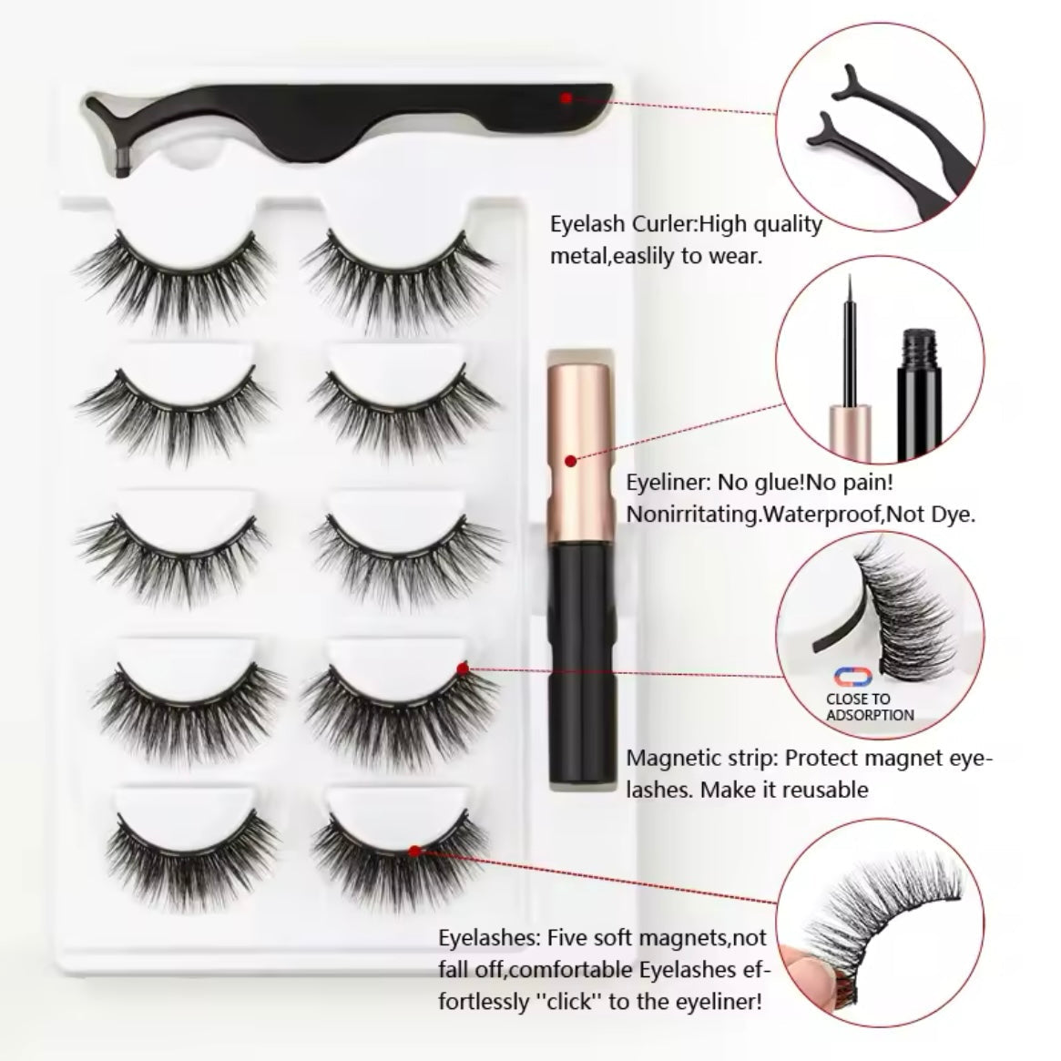 5 Pair Magnetic False Eyelashes Set