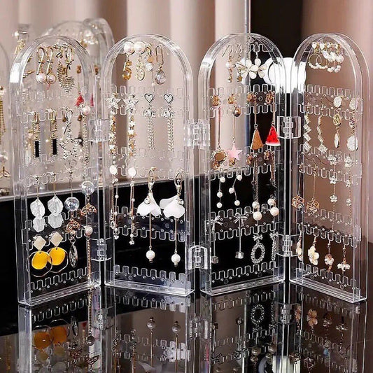 Transparent Foldable Jewelry Storage Organizer Earrings & Necklace Jewelry Display Box