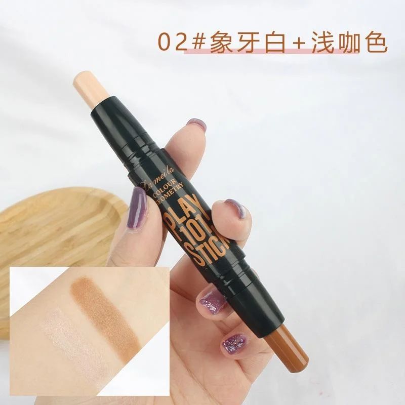 2 Headed Silkworm Highlighter Pencil Waterproof Shimmer Bronzers Contour Stick