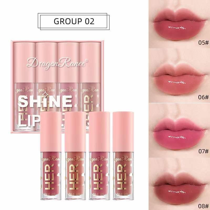 Dragon Ranee - 4pcs Shine Mirror Crystal Jelly Lip Gloss