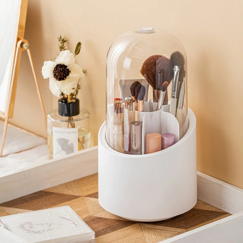 360 Rotating Makeup Brush Storage Box Desktop Cosmetic Organizer